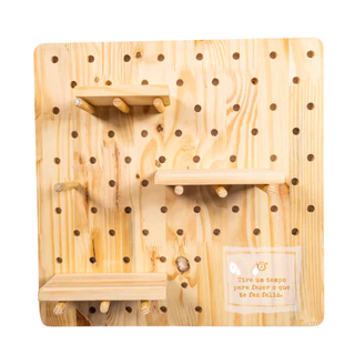 Pegboard de Pinus Quadrado com 10 Bastões - Naturals