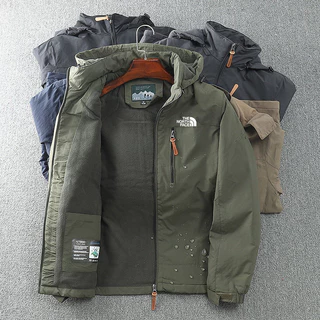 (M-5XL) 2024 Jaqueta masculina para clima frio da TNF com capuz acolchoado removível e corta-vento