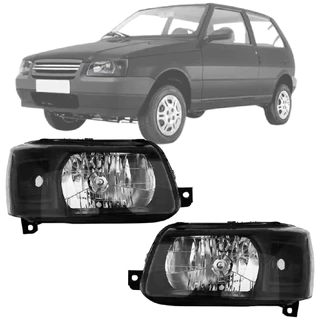 PAR FAROL FIAT UNO 2004 2005 2006 A 2009 MASCARA NEGRA