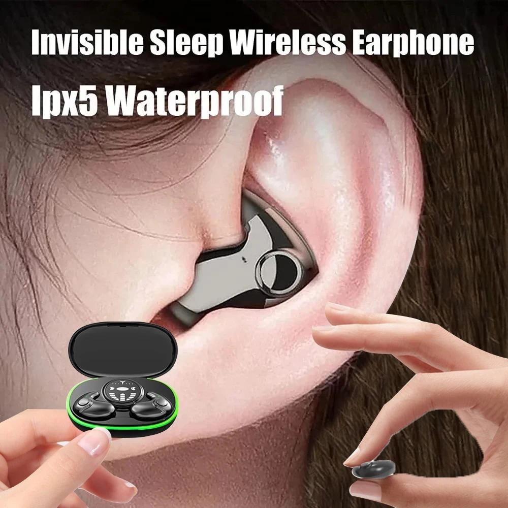 Fones De Ouvido Invisíveis Para Dormir Sem Fio Bluetooth 5.3 IPX5 Com Redução De Ruído À Prova D'água Controle De Toque