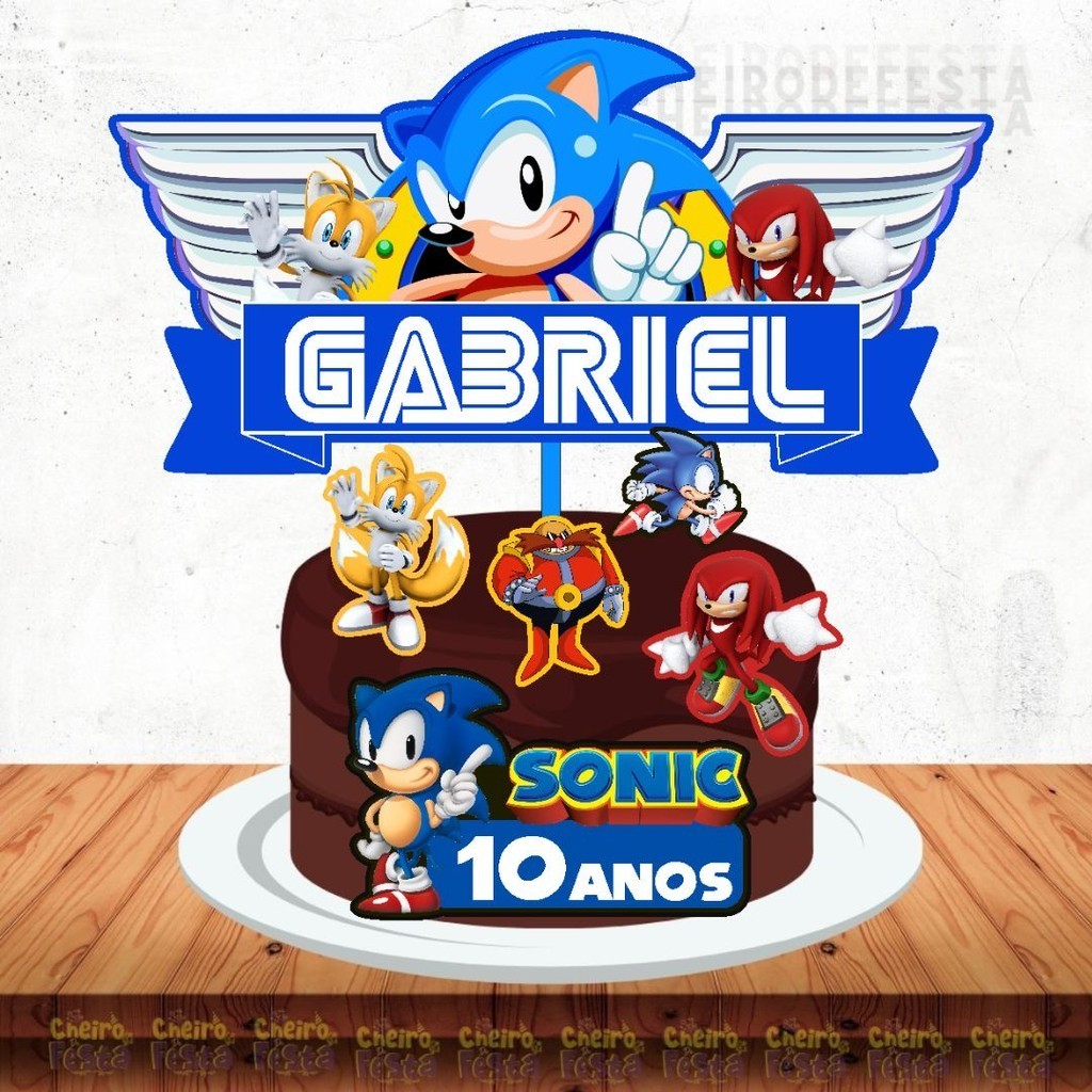 Topo de Bolo Personalizado / Topper Sonic