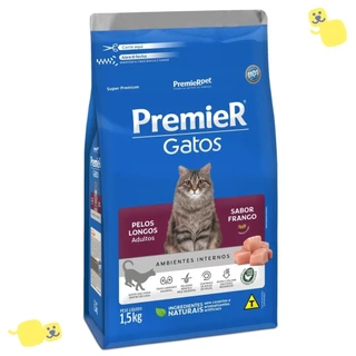 Alimento Premier Gatos Adultos Pelos Longos Frango 1,5kg