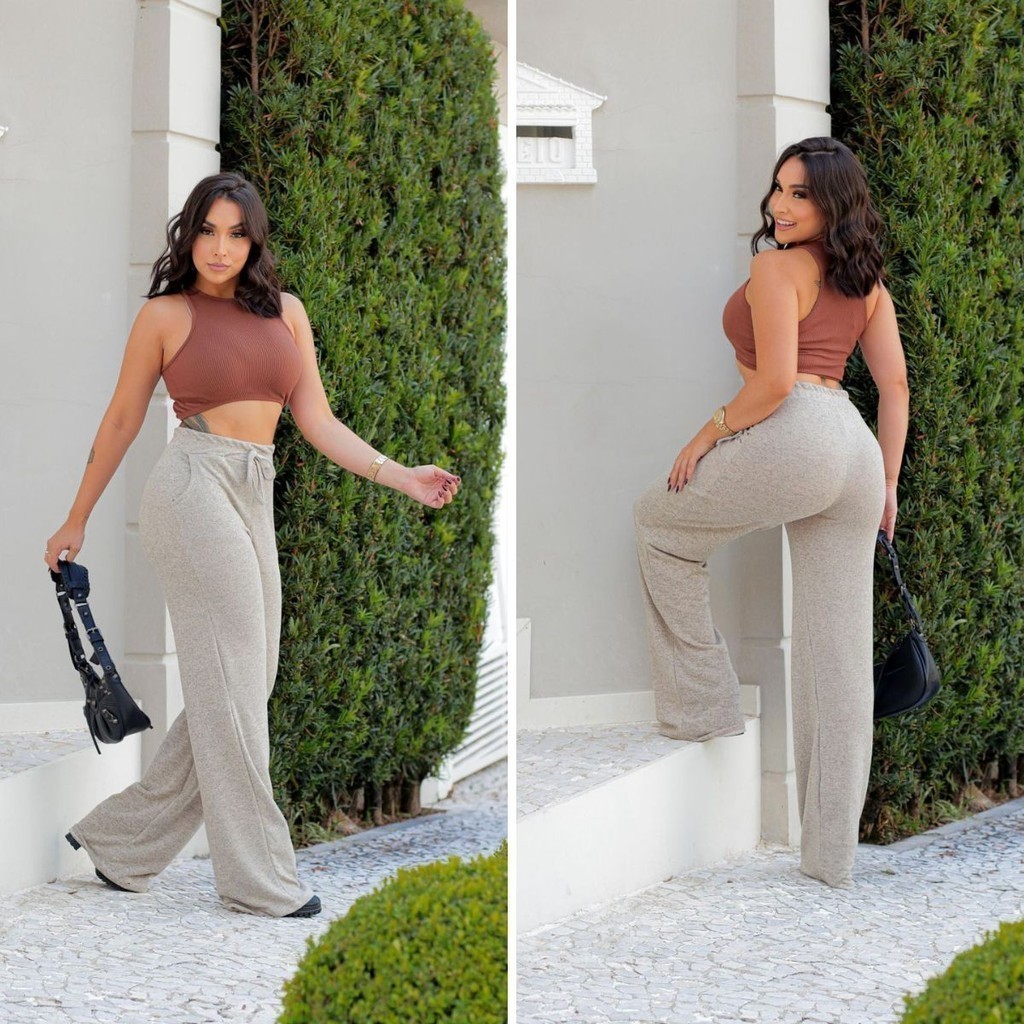 Calça Pantalona Lanzinha Confortável e Elegante Moda Inverno