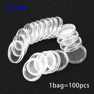 { DRHT } 100pcs Cápsulas De Moedas Transparentes Porta Caixas De 25mm Armazenamento