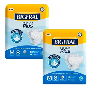 Kit 2 unidades - Fralda Geriátrica Bigfral Regular Plus Tamanho M 8 Unidades em Oferta na Shopee