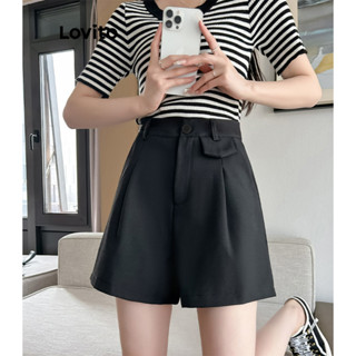 Lovito Shorts Elegantes Com Botões Lisos Para Mulheres LNE31117 (Branco/Preto)
