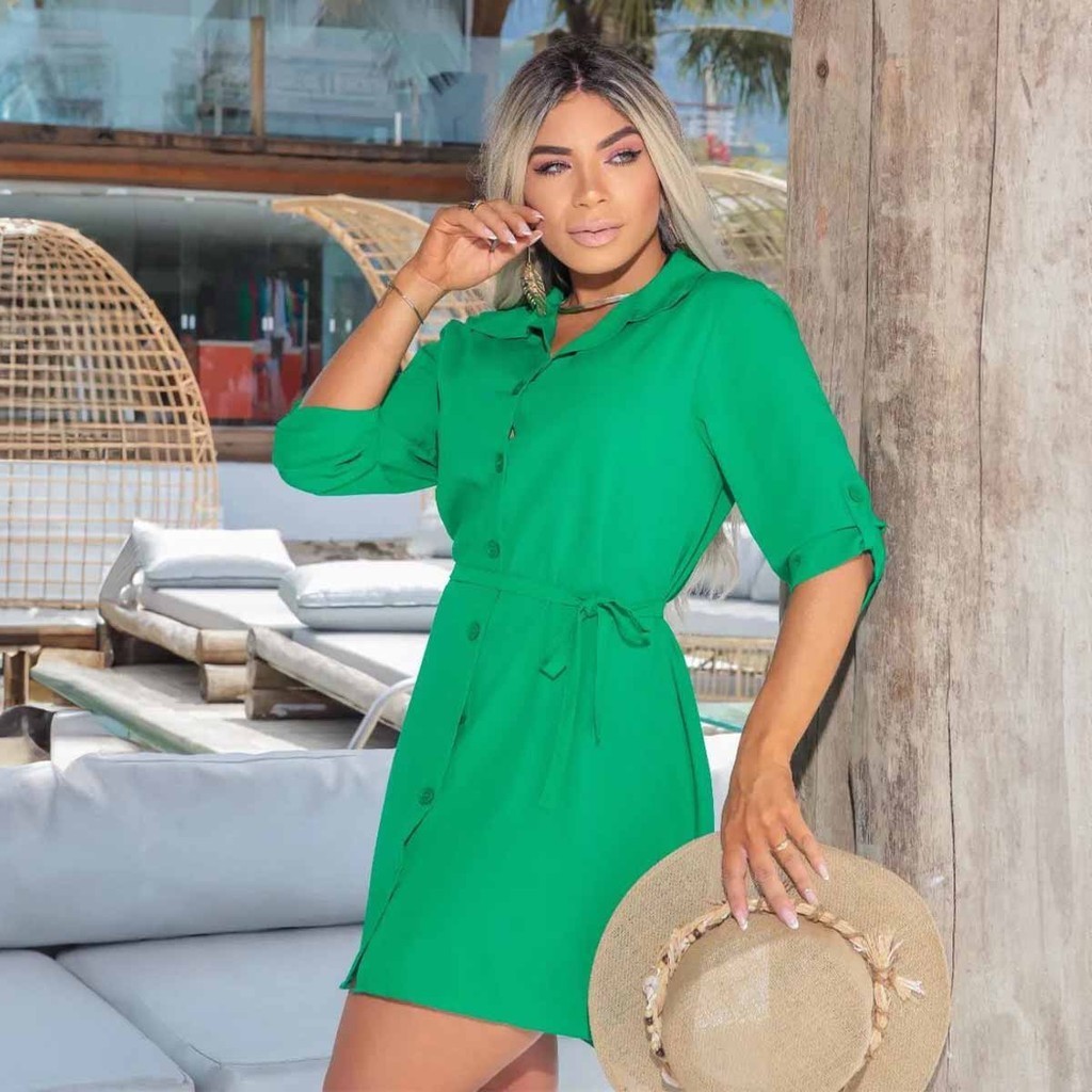 Vestido Chemise Camisão Feminino Super Confortavel Manga 3/4