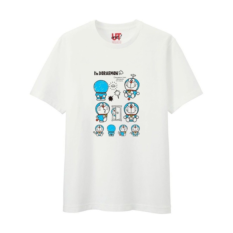 UT Uniqlo Doraemon Joint Name Camiseta De Manga Curta Estampada Para Homens E Mulheres Casal Wear Blue Fat