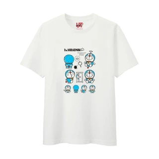UT Uniqlo Doraemon Joint Name Camiseta De Manga Curta Estampada Para Homens E Mulheres Casal Wear Blue Fat