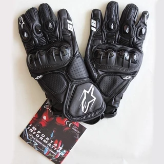 Ap S1 Luvas Pretas De Motociclismo Couro De Inverno