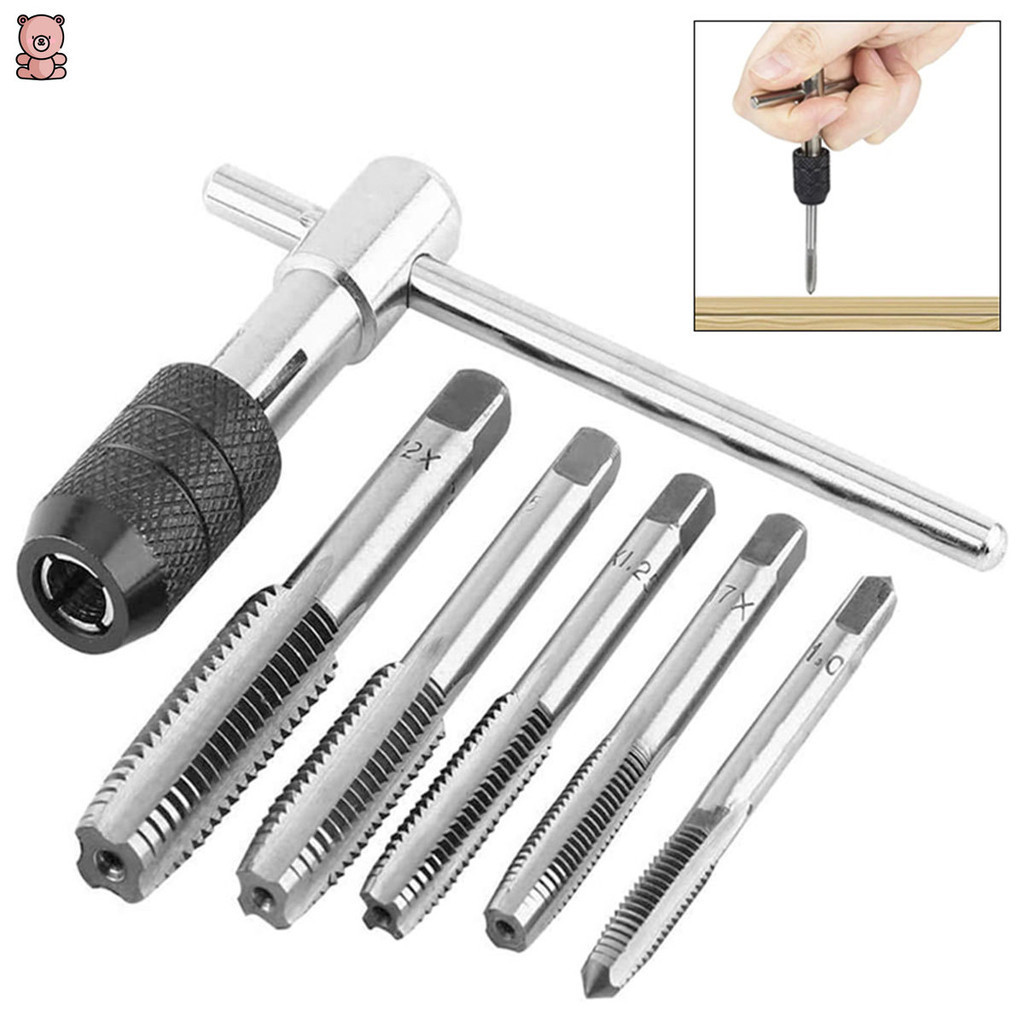 6pcs Chaves De Furação Portáteis Tipo T Ferramenta De Rosqueamento Manual De Rosca M3-M8 DIY