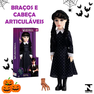 Boneca Wandinha Addams Original Articulada Mãozinha Fantasma