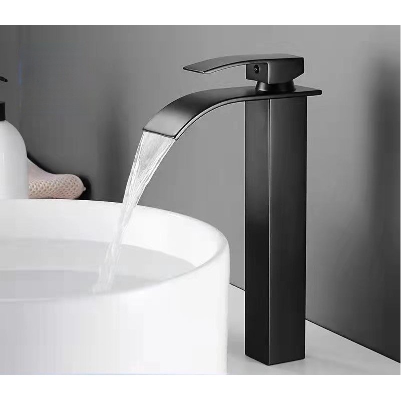 Torneira Mono Comando Inox Cascata Misturador Banheiro Cor Preto