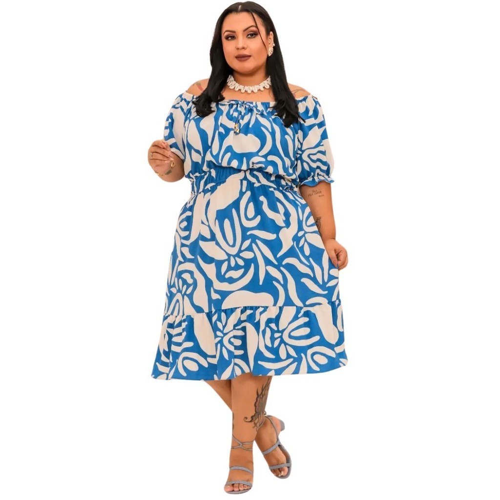 Vestido Midi Plus Size Moda Tendência Verão Veste até 54