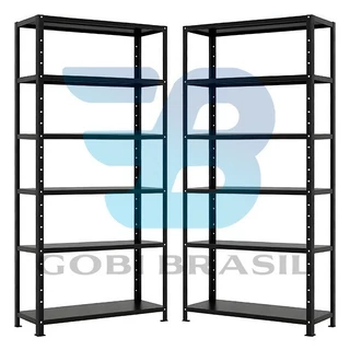 Estante / Armario De Aço 90cm 6 Bandejas Galvanizada Preto Suporta 180kg em Oferta na Shopee