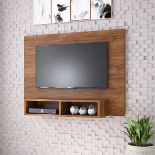 Suporte Painel TV Quarto Sala de Até 42 Polegadas Com Nicho e Prateleira Jazz Imbuia Viero