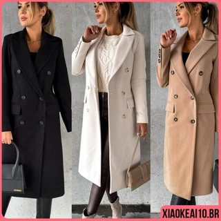 Casaco De Lã Feminino Lapela Casual Plus size Para Outono/Inverno Elegante De Cor Lisa Longo De Lã Moda Sobretudo Para em Promoção na Shopee Casaco De Lã Feminino Lapela Casual Plus size Para Outono/Inverno Elegante De Cor Lisa Longo De Lã Moda Sobretudo Para