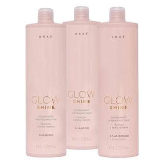 Kit Braé Glow Shine Shampoo 1L, Shampoo 1L, Condicionador 1L (3 produtos)
