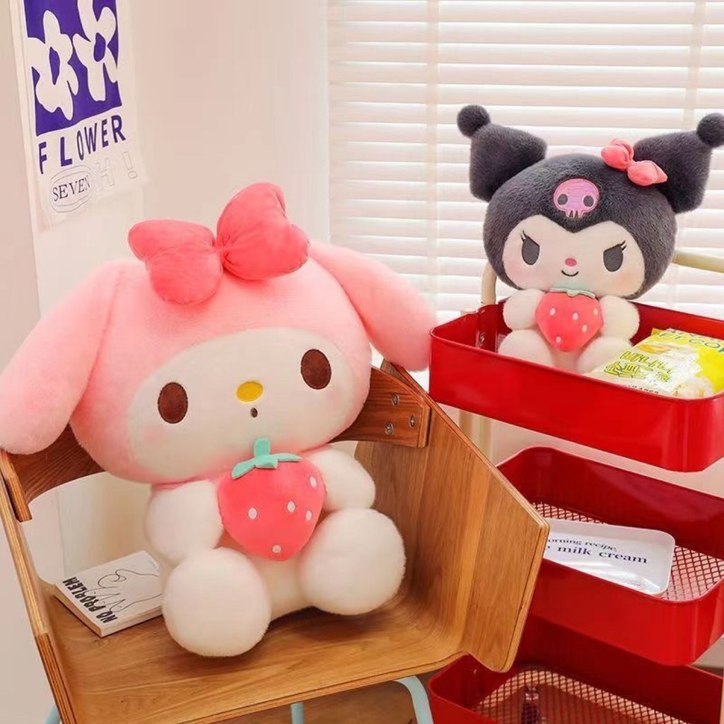 25CM Kawaii Sanrio Bonecas De Pelúcia Kuromi My Melody Strawberry ...