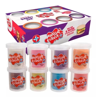 Massinha De Modelar Estrela Super Massa Kit 8 Cores Estrela