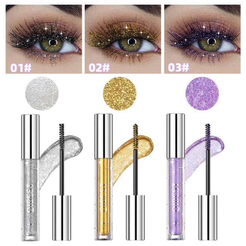 Máscara 3 Cores Glitter Quick Dry Curling Extensão Diamante Shimmer Cílios Alongamento Dos Olhos Cosméticos De Beleza Para Meninas Femininas