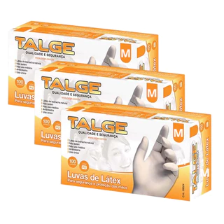 Kit 3 Luva de Látex Com pó talge De 100 uni Tamanho M