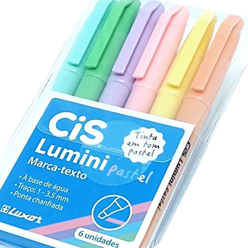 Caneta Marca Texto Cis Lumini Pastel Estojo com 6 cores