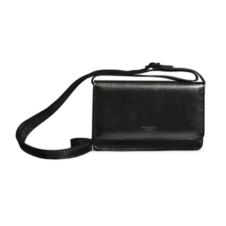 Bolsa Transversal Feminina Pequena de Couro Metalic Preta 0280797458001