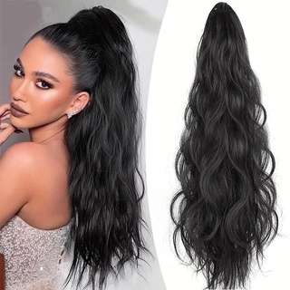 Extensões De 20 Polegadas De Água Longa Ondulada Rabo De Cavalo Em Cabelo Falso Clip Para Mulheres