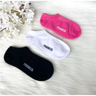 Kit 3 Meias Moleca Cano Baixo Soquete Invisível Algodão com Elástico Branca Rosa Preta
