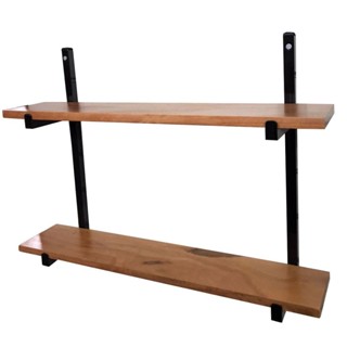 Estante Industrial com 2 Prateleiras de Madeira 70cm