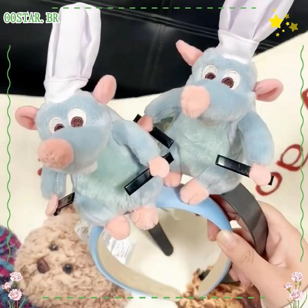 OOSTAR Ratatouille Fita De Cabelo , Cabeça De Boneca De Pelúcia , Rato De Desenho Animado Com Frisos Largos