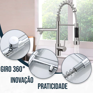 Torneira Cozinha Gourmet Monocomando Com Spray Extensor Torneira Gourmet Flexível Cozinha