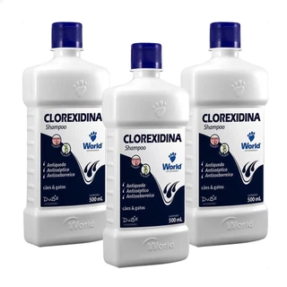 Kit 3 Shampoo World Veterinária Dug's Clorexidina Cães & Gatos - 500 mL