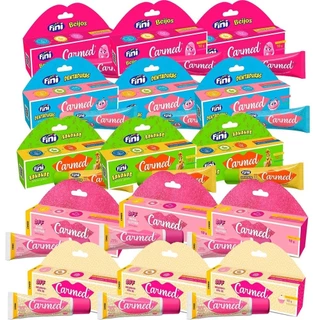 Kit 15 Unidades Hidratante Labial Carmed Fini Banana/Beijos/Dentadura/BFF Beijinhos/BFF Rosa Glitter Efeito Gloss 10g