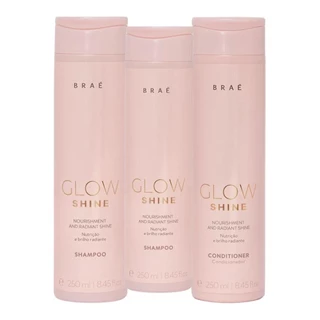 Kit Braé Glow Shine 2x Shampoo 250ml, Condicionador 250ml (3 produtos)