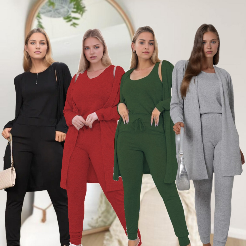 Conjunto 3 peças cardigan calça lanzinha