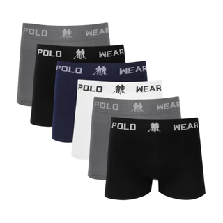 Kit 6 Cuecas Box Boxer Polo Wear Microfibra Sem Costura - Sortido