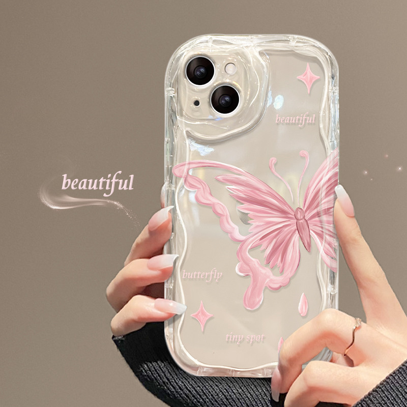 Borboleta Rosa Adequada Para Apple 14 Caixa Telefônica Anti-Queda 13 ProMax Novo 11 Mulheres 12 Criativo 7 8p XS Personalizado XSMAX Avançado