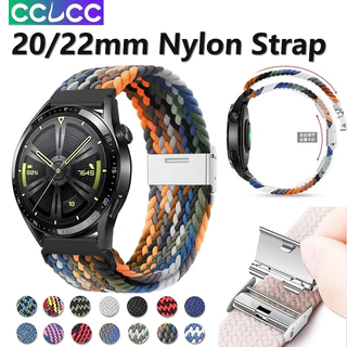 CCLCC Correia Elástica Trançada De Nylon Para 20MM 22MM , Fivela Dobrável Ajustável Relógio Samsung Galaxy 6/5/4 44mm 40mm/6 Classic Pro/HUAWEI Smart Watch GT 4/3/2 46mm
