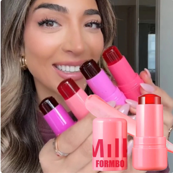 Batom Maquiagem De Beleza 3 Em 1 Geleia De Leite Tinta Facial Blusher Wand Hidratante De Longa Duração Matte Rouge Contorno Da Bochecha Autocolante