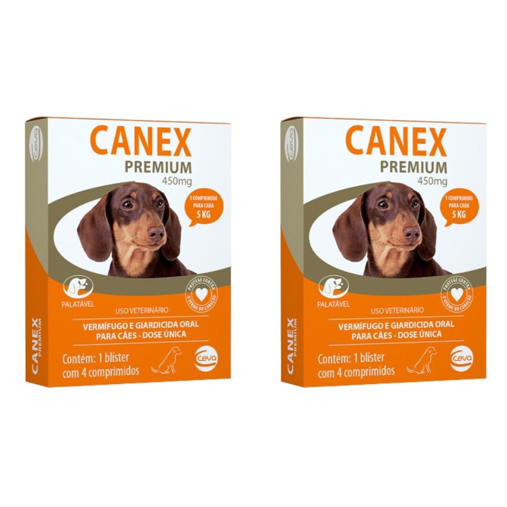 Kit 2 Vermífugo Ceva Canex Premium 450mg com 4 Comprimidos | Shopee Brasil