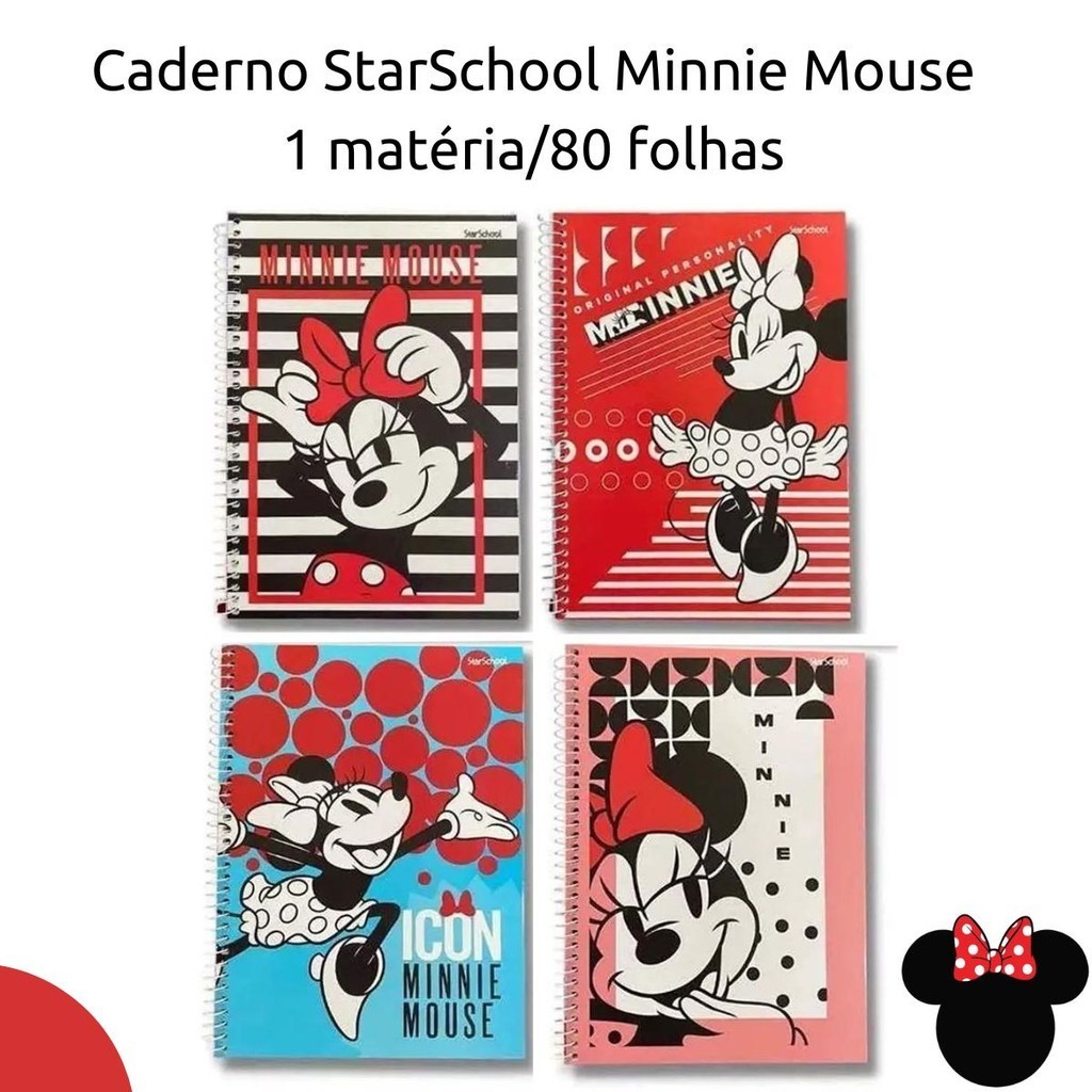 Caderno Minnie Mouse 80 folhas/1 matéria - Jandaia StarSchool