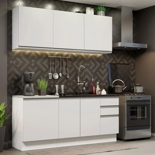 Armário de Cozinha Compacta 180cm Branco Glamy Madesa 05 em Oferta na Shopee