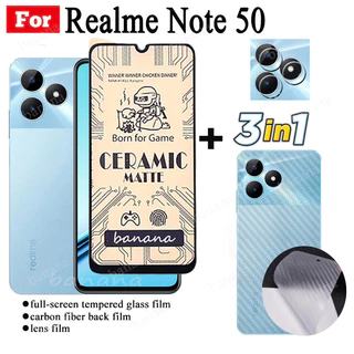 3 Em 1 Realme Note 50 Vidro Cerâmico Temperado Para Note50 Protetor De Tela De Da Lente Câmera E Filme Traseiro