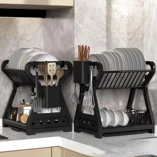 Escorredor elegante 13 pratos talheres copos preto premium