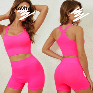 Lovito Shorts Esportivos Básicos Lisos Esportivos Para Mulheres LNL47050