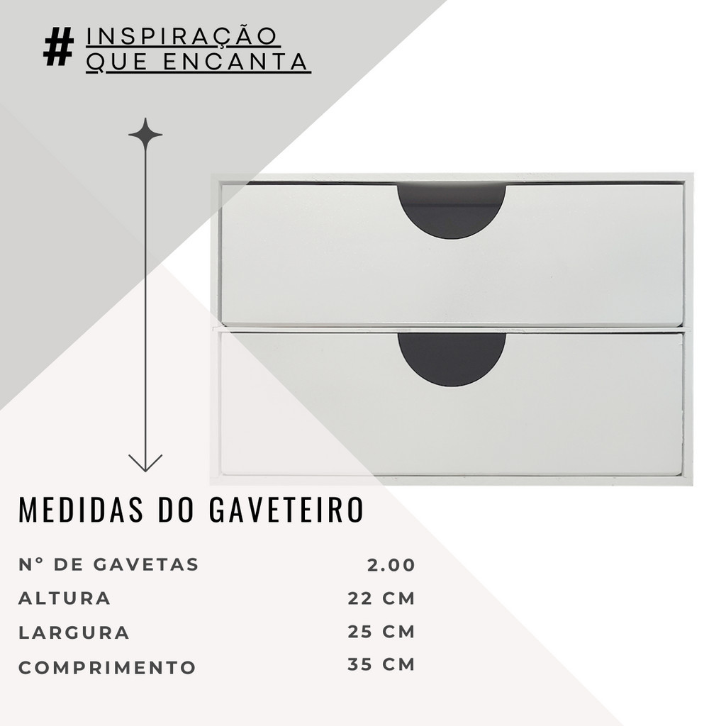 Gaveteiro Organizador Com 2 Gavetas Em Madeira Mdf Multiuso A4 Color