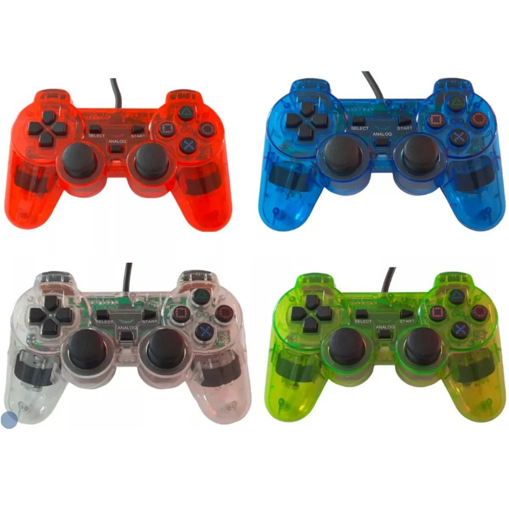 Controle Compativel P/ Ps2 Dualshock Com Fio Diversas Cores