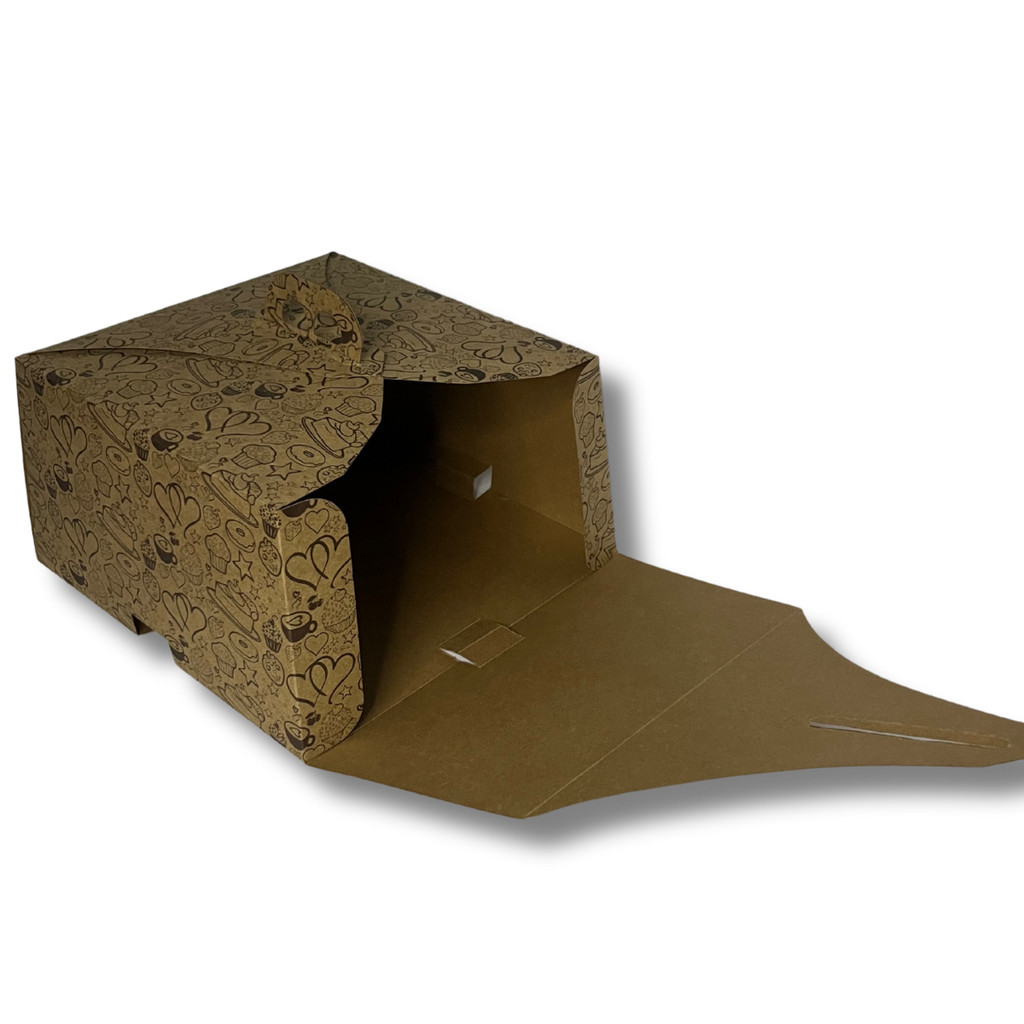 Caixa de Bolo c/ Alça Kraft Pequena 25x25x13 - 10un